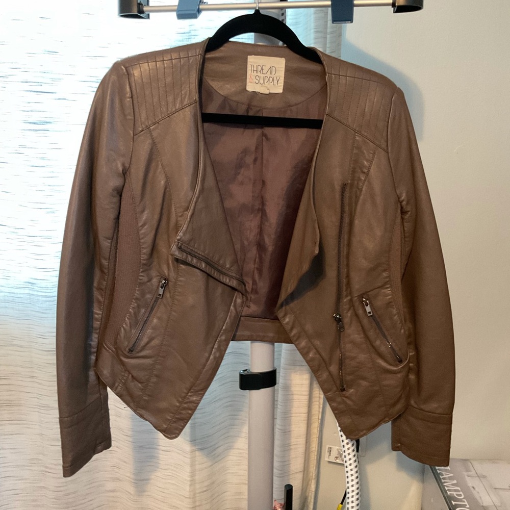 Brown fake leather jacket